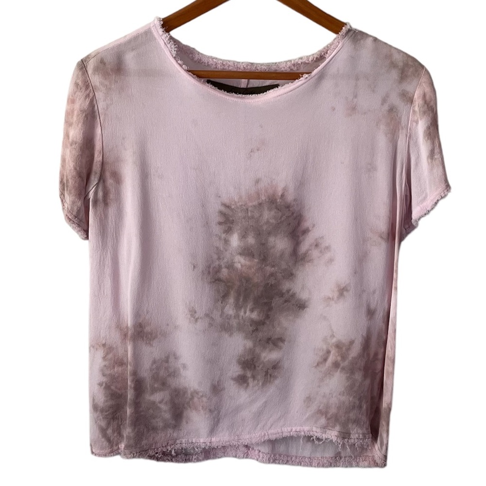Enza Costa Viscose Light Pink Tie Dye Like Blouse Size 1 (Small)